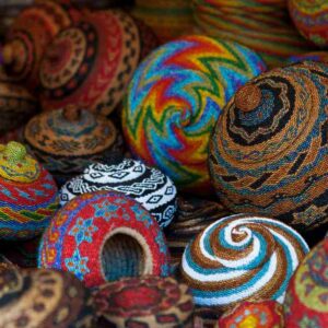 Colourful painted beads