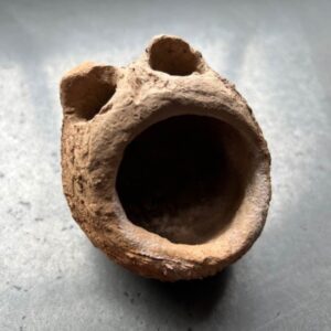 Clay face trinket pot, orangey brown