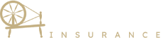 Logo for a craft insurance company, depicting a gold spinng wheel, with the word 'craft' in white letters, and 'insurance' in gold to match the wheel